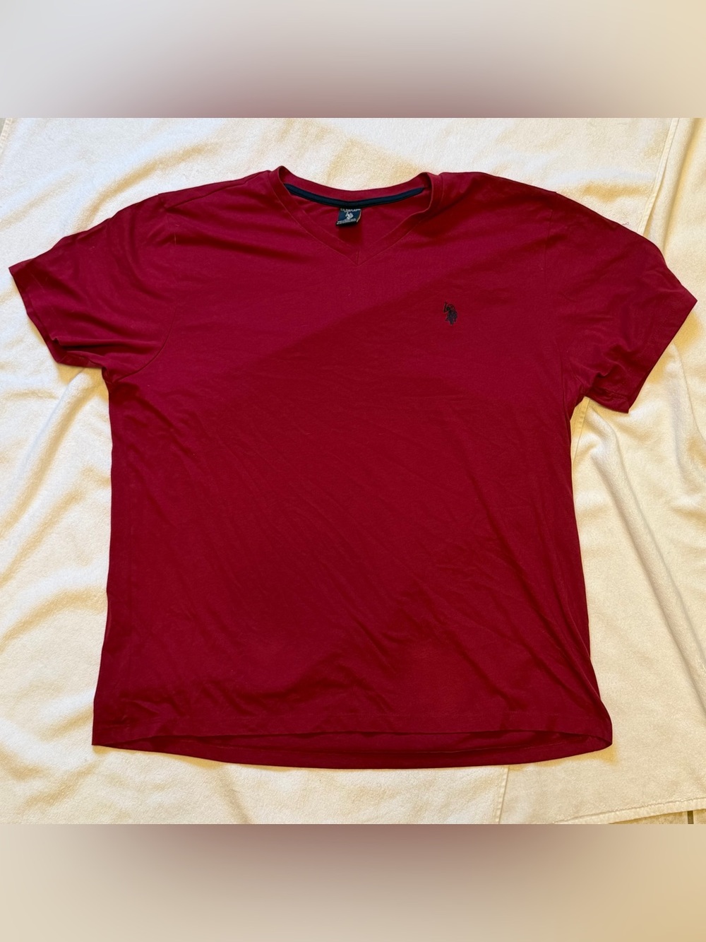 U.S. Polo Assn. Men’s V-Neck Tee in Burgundy with Navy Logo